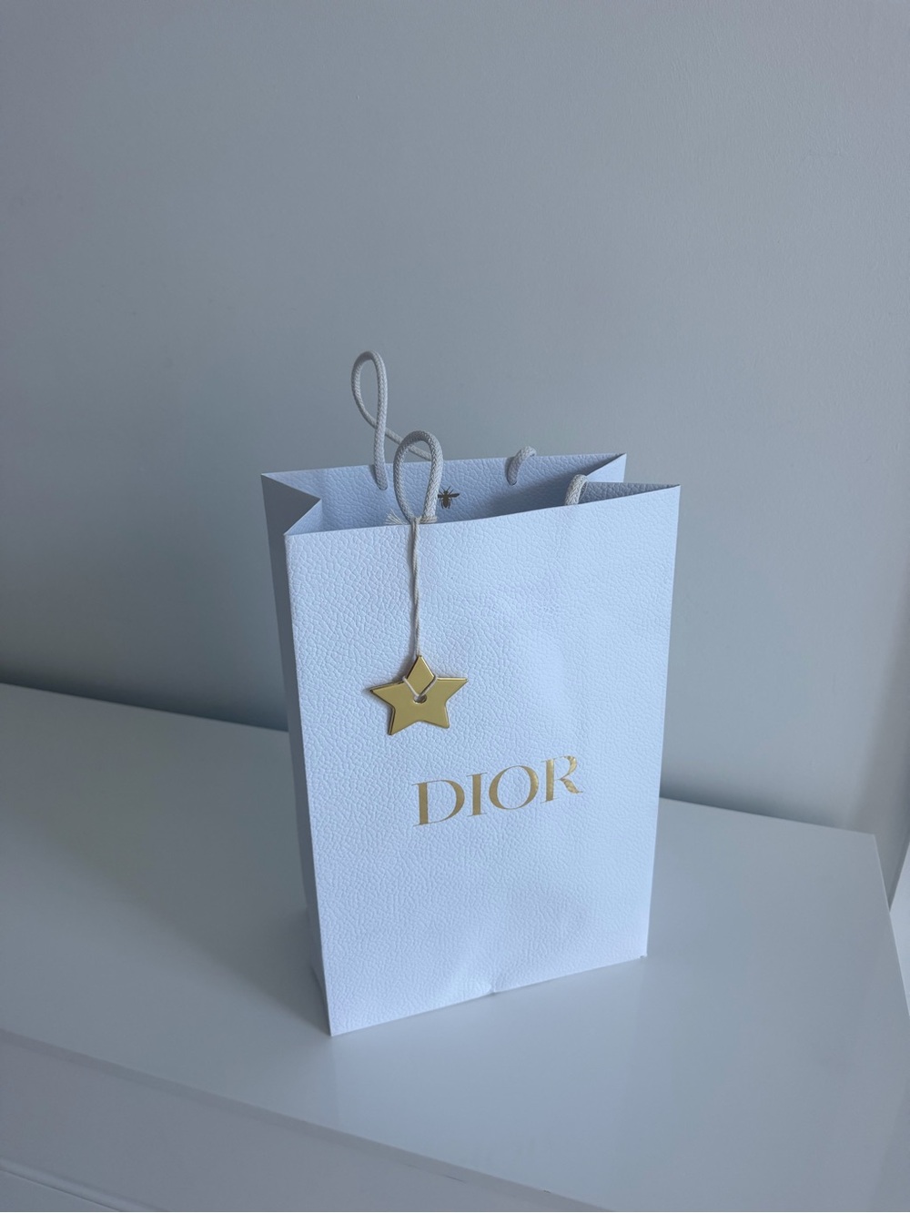Dior White Gift Bag with Gold Star Accent